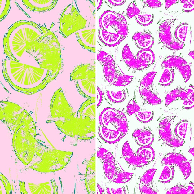 lemon slices in pink and green