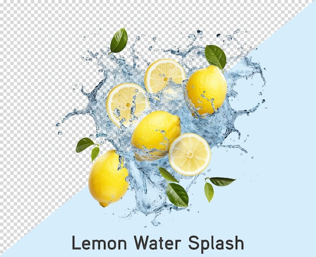 lemon splash isolated on transparent background