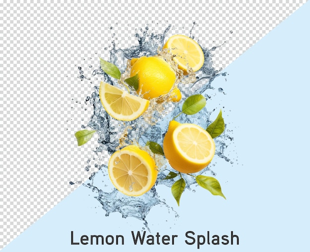 lemon splash isolated on transparent background