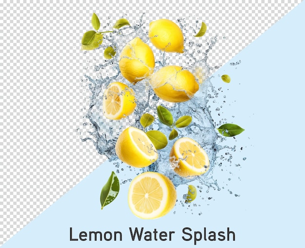 lemon splash isolated on transparent background