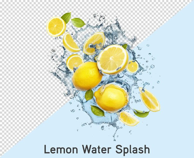 lemon splash isolated on transparent background