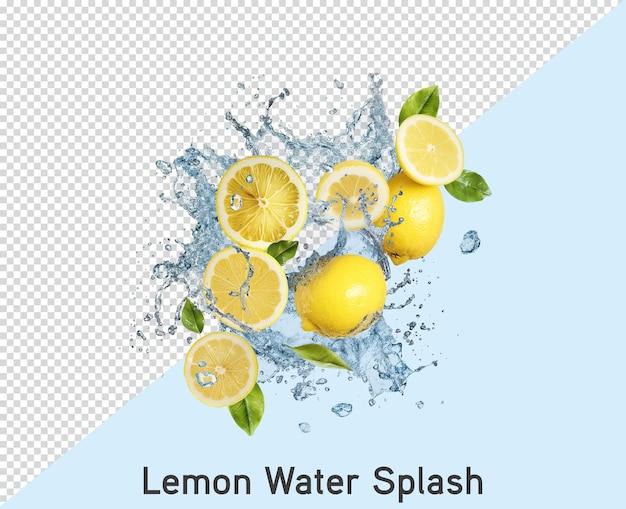 lemon splash isolated on transparent background