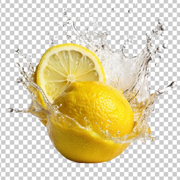 PSD lemon splash transparent background