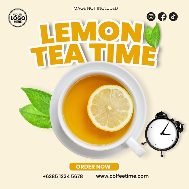 PSD lemon tea time template design