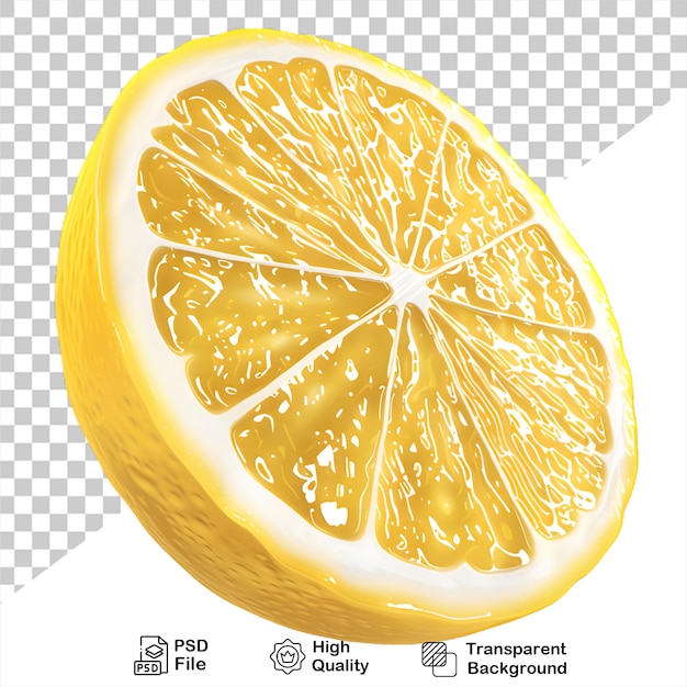 a lemon that is cut in half on transparent background