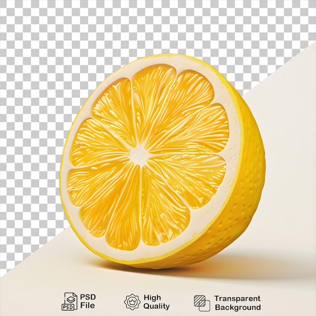 a lemon that is cut in half on transparent background