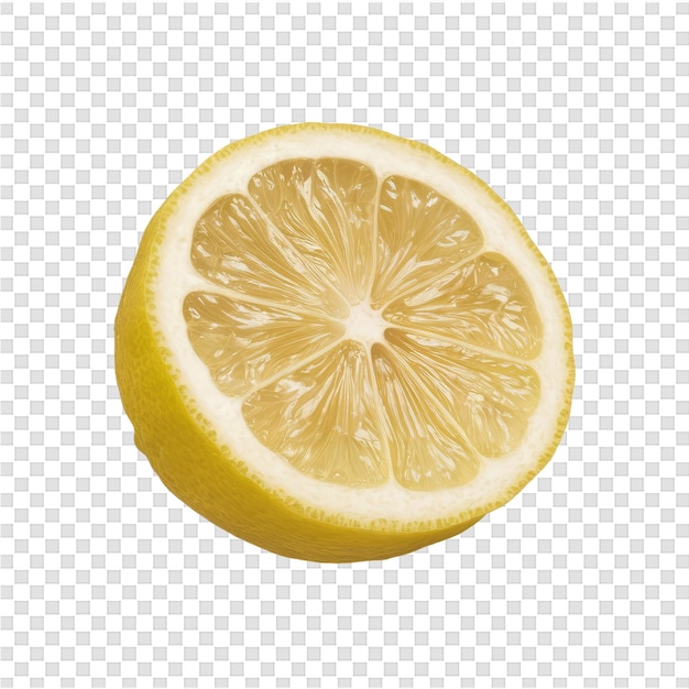 a lemon on a transparent background with a yellow slice