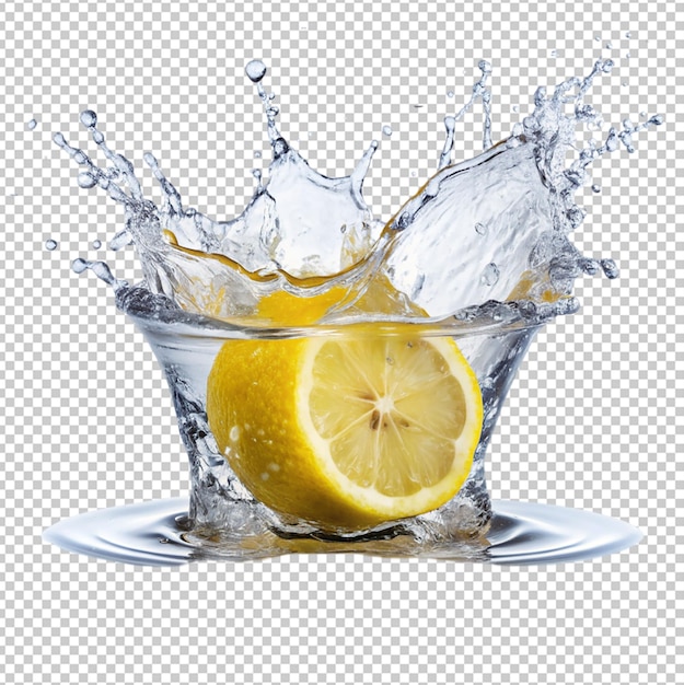 PSD lemon water splash on transparent background