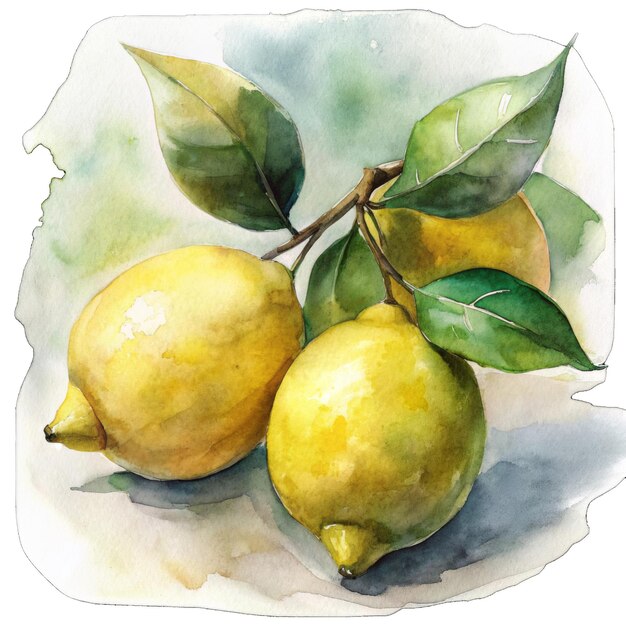 PSD lemon watercolor png isolated illustration