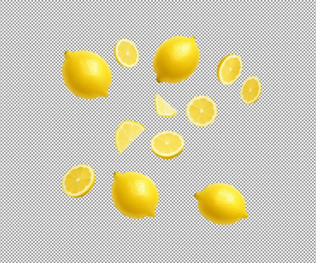 lemons are falling on a polka dot background