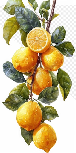 lemons on a branch with leaves