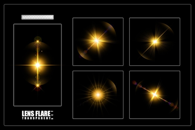 Lens flare light over black background collection