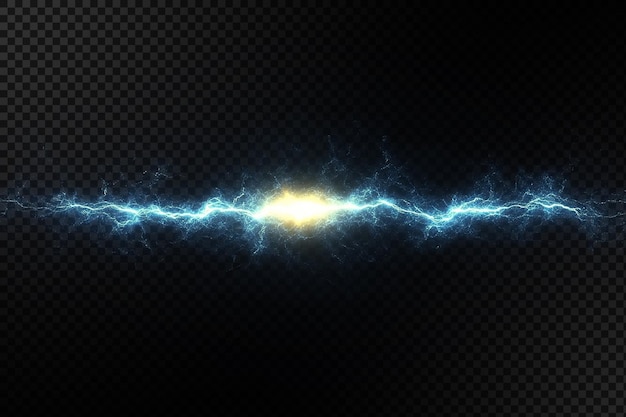 PSD lens flare with thunderbolt light effect in transparent background