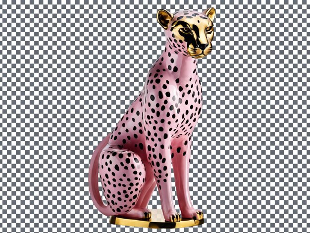 PSD a leopard figurine is on a gold stand