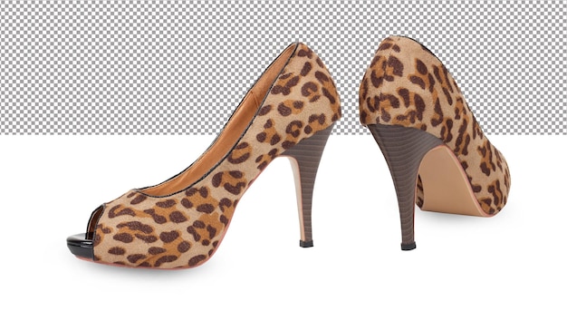 Leopard High Heels isolated on white background