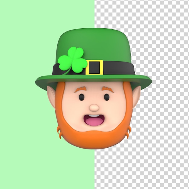 leprechaun in hat happy st patricks day 3d render model