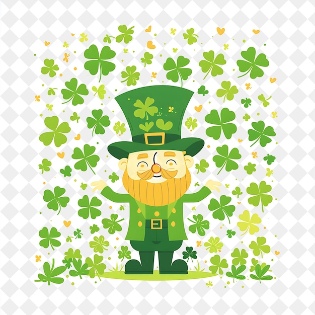 a leprechaun with a leprechaun standing in front of a clover and clovers