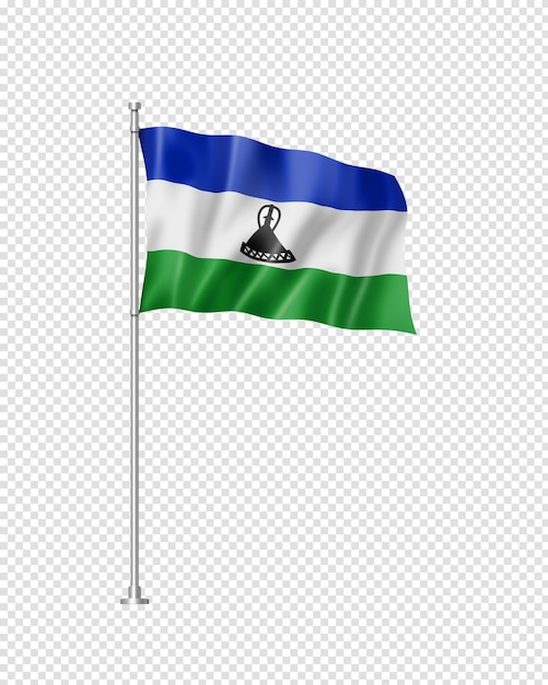 Lesotho flag isolated on white