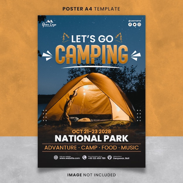 Lets Go Camping Poster or Banner Template Ready to print