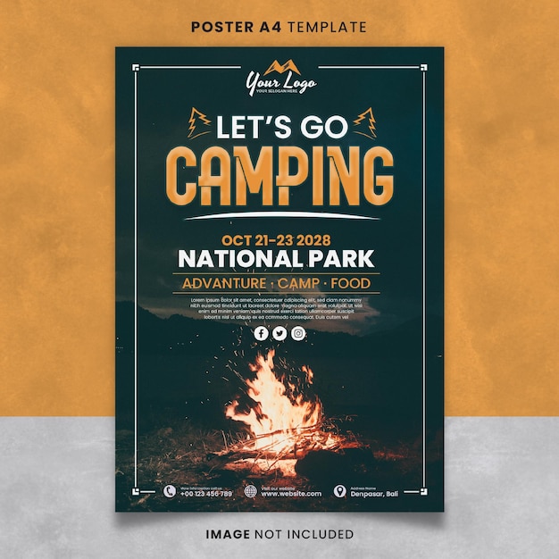 Lets Go Camping Poster or Banner Template Ready to print