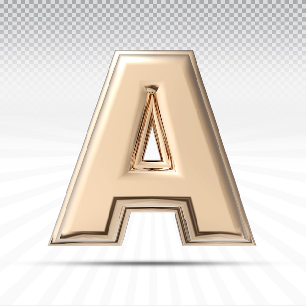 Letter A 3D Style Color light Gold