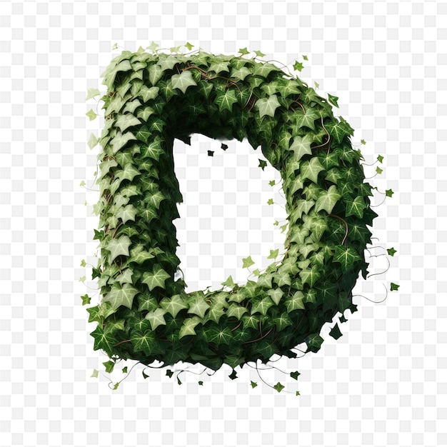 PSD letter in the alphabet made of green leaves