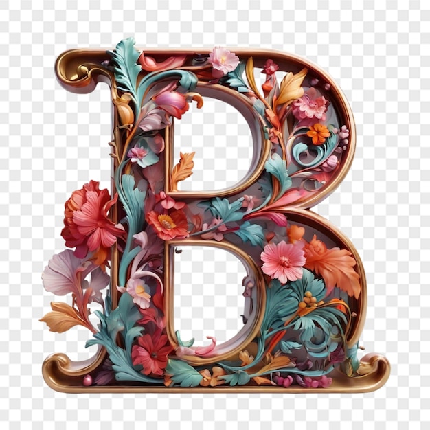 PSD a letter b is painted in a colorful design with flowers