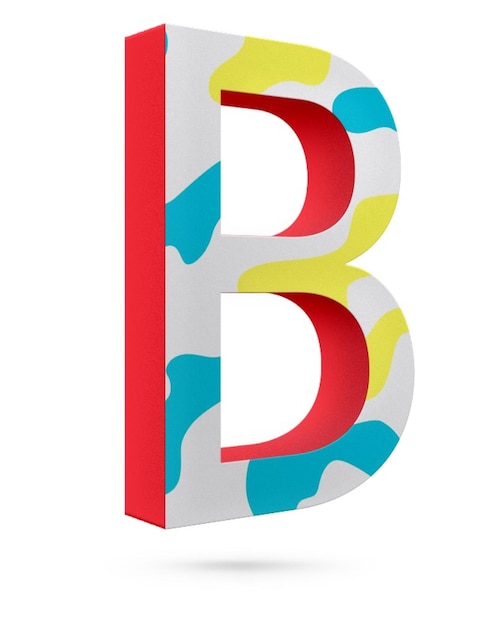 PSD a letter b is painted in red and blue