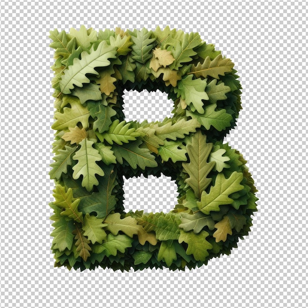 PSD a letter b made of leaves and flowers