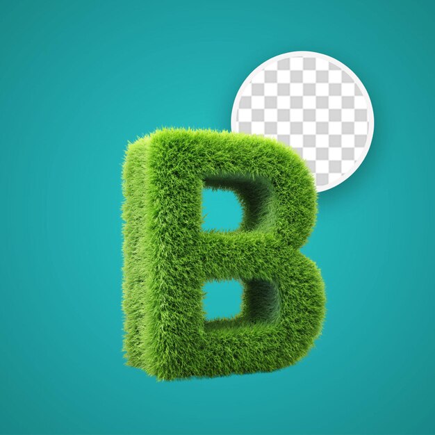 letter b with realistic 3d grass