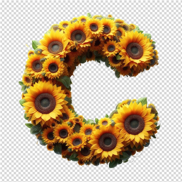 a letter c made out of sunflowers