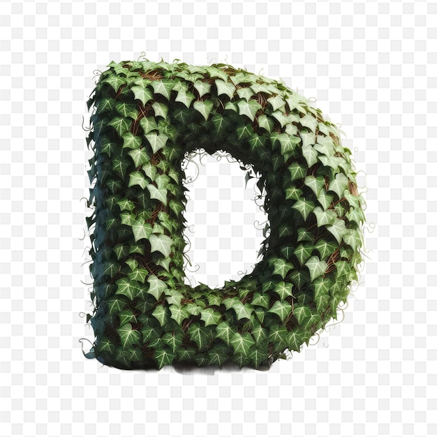 the letter d is made of green ivy