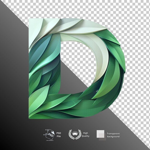 PSD letter d isolated on transparent background