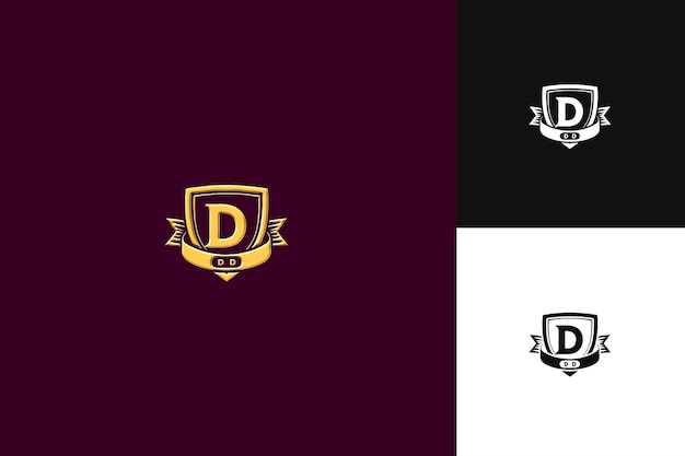 PSD letter d with badge logo design style with d shaped into a b illustration logo vector designs