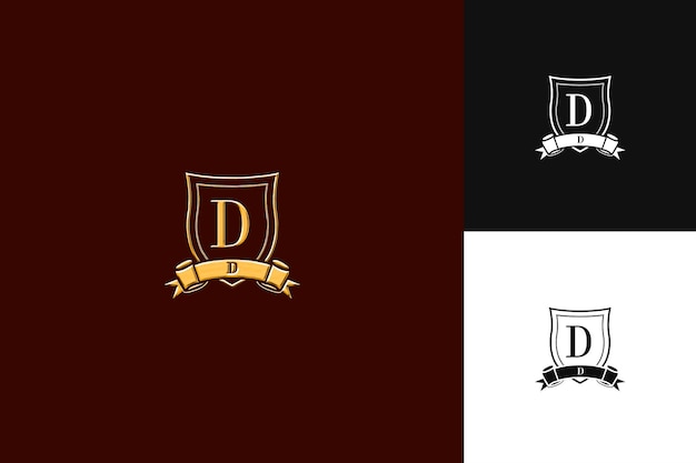 PSD letter d with badge logo design style with d shaped into a b illustration logo vector designs