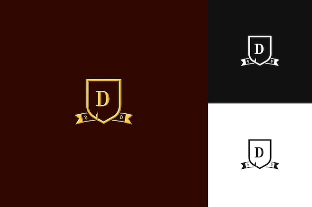 PSD letter d with badge logo design style with d shaped into a b illustration logo vector designs