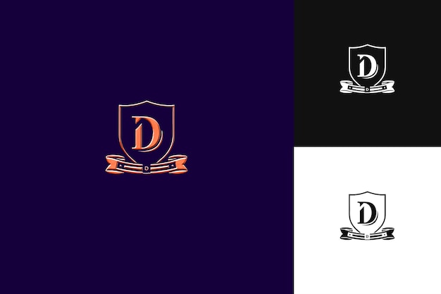 PSD letter d with badge logo design style with d shaped into a b illustration logo vector designs