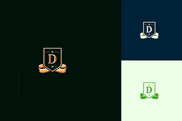 PSD letter d with badge logo design style with d shaped into a b nature abstract vector collections