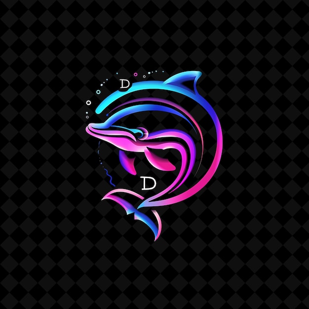 PSD letter d with neon logo design style with d shaped into a do illustration logo vector designs