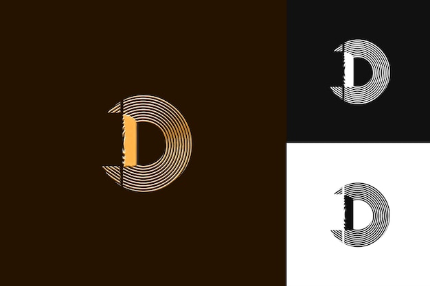 PSD letter d with typographic logo design style with d shaped in illustration logo vector designs