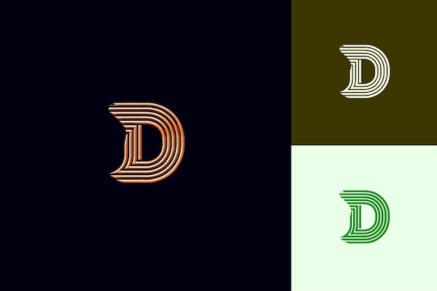 Letter D With Typographic Logo Design Style With D Shaped in Nature Abstract Vector Collections