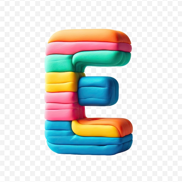 PSD the letter e is made of plastic