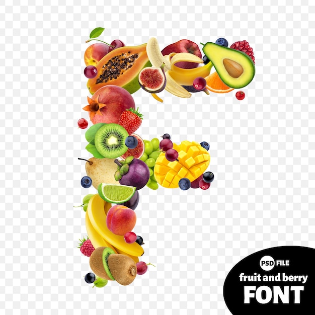 Letter F, fruit font symbol