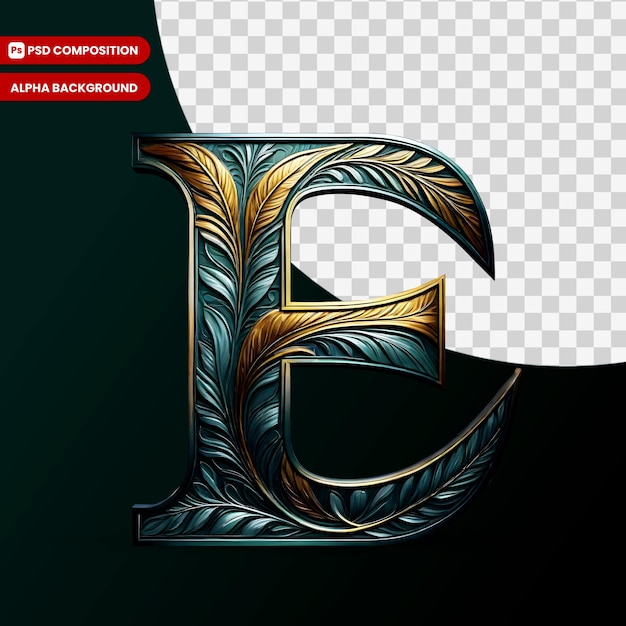 PSD letter f with 3d pattern