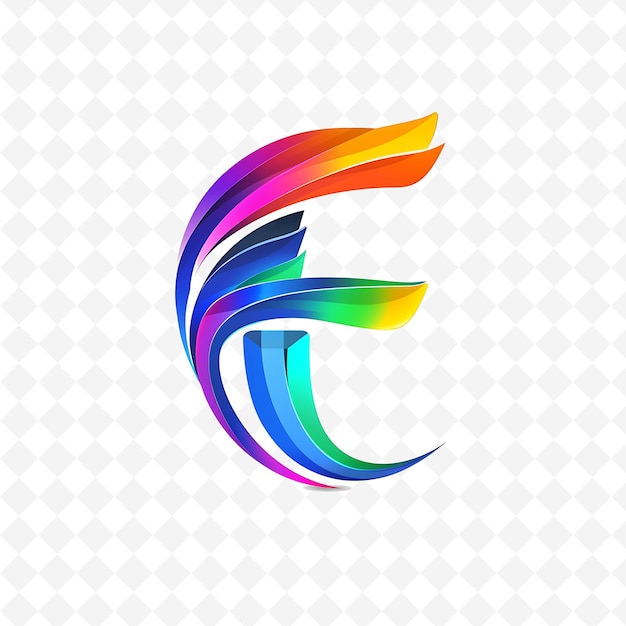 Letter F With Rainbow Logo Design Style With F Shaped Into a Nature Abstract Vector Collections