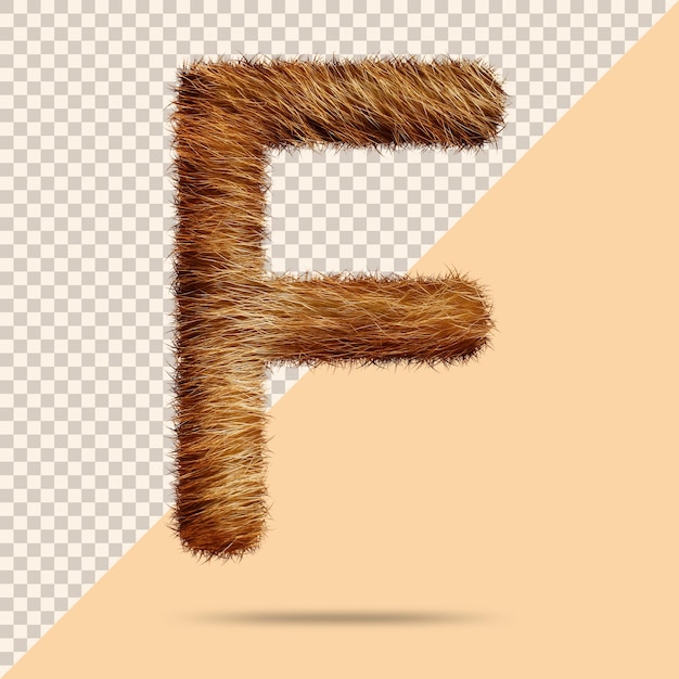 Letter f with realistic 3d fur