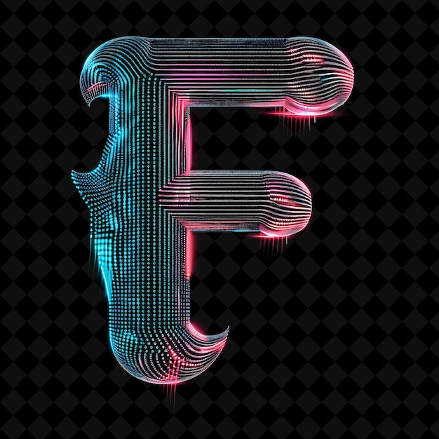 Letter F Woven With Neon Glowing Plastic Strings With Fancy Neon Color Y2K Typo Art Collections