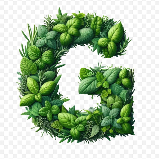 PSD the letter g is made of plants