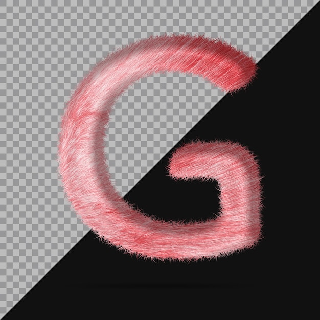 PSD letter g with realistic 3d fur