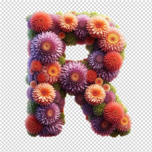 PSD the letter a is made of flowers